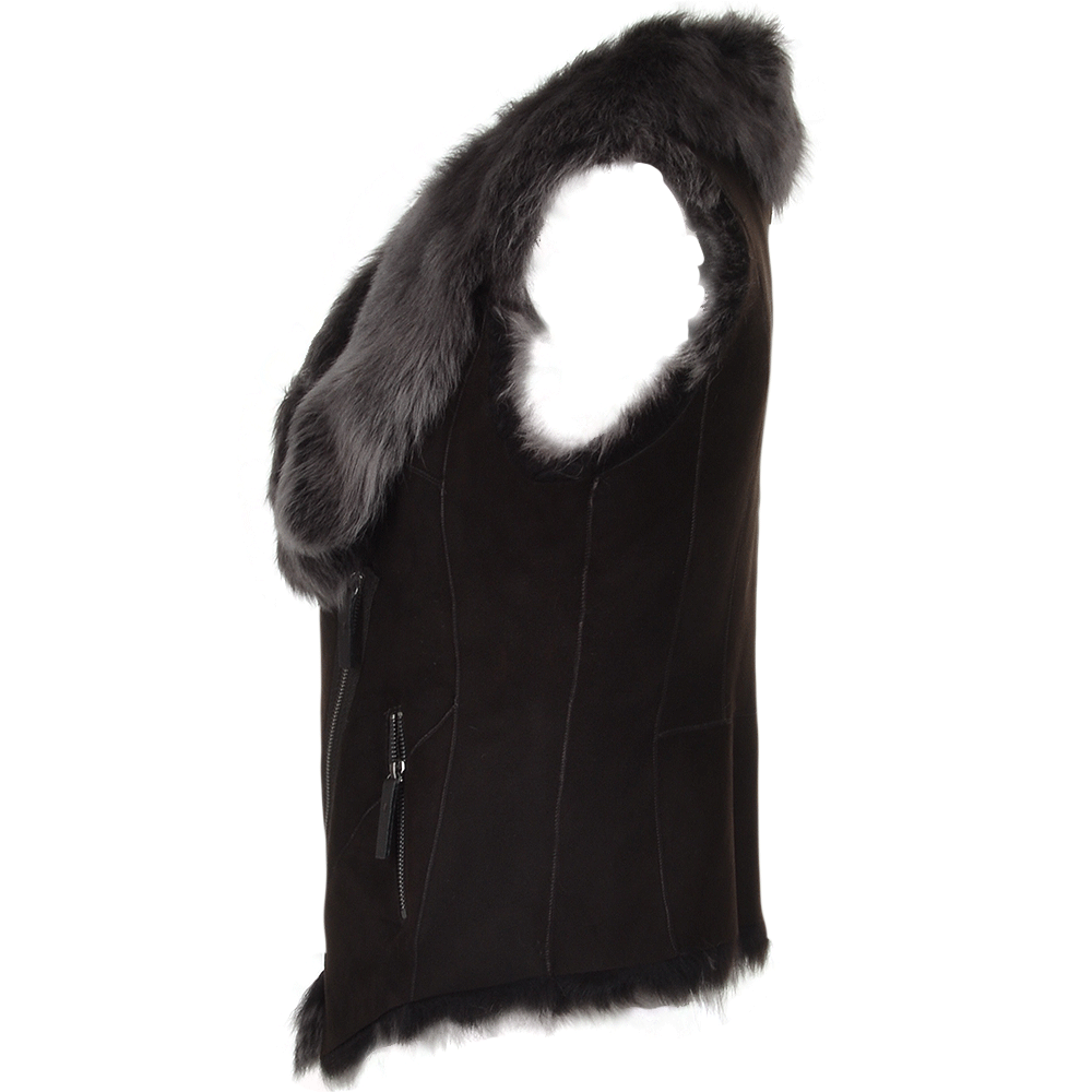 Toscana Suede Leather Biker Gilet Brown: KB 620