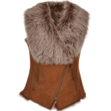 Toscana Suede Leather Biker Gilet Tan: KB 620