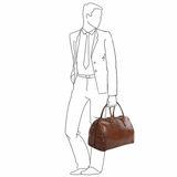 Medium Weekend Leather Holdall Chestnut/vt : Harry
