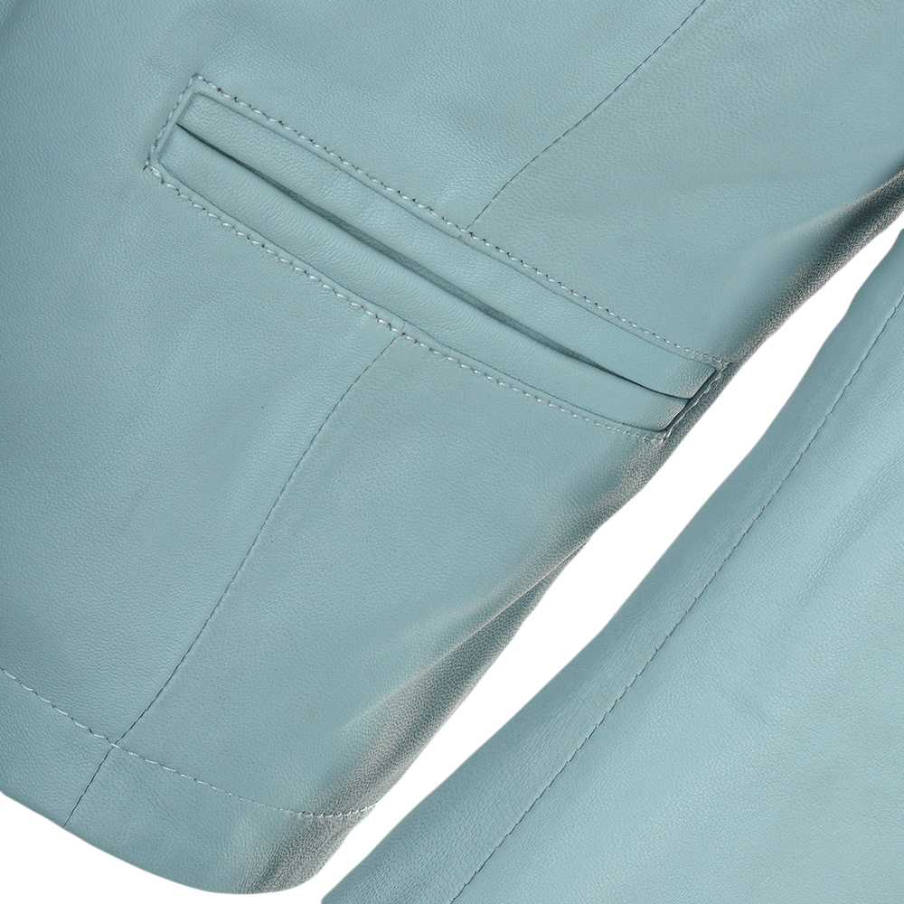 Leather Jacket Pale Blue: FO-ETHEL