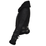 Fitted Sheepskin Aviator Flying Jacket Black/suede: KB-451
