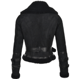 Fitted Sheepskin Aviator Flying Jacket Black/suede: KB-451