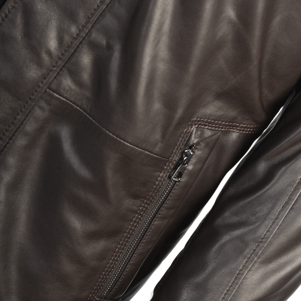 Lambskin Leather and Sheepskin lined Coat Brown: E1529