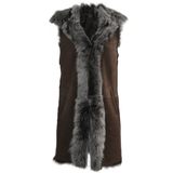 Hooded Long Suede Toscana Gilet Brown: KB-694