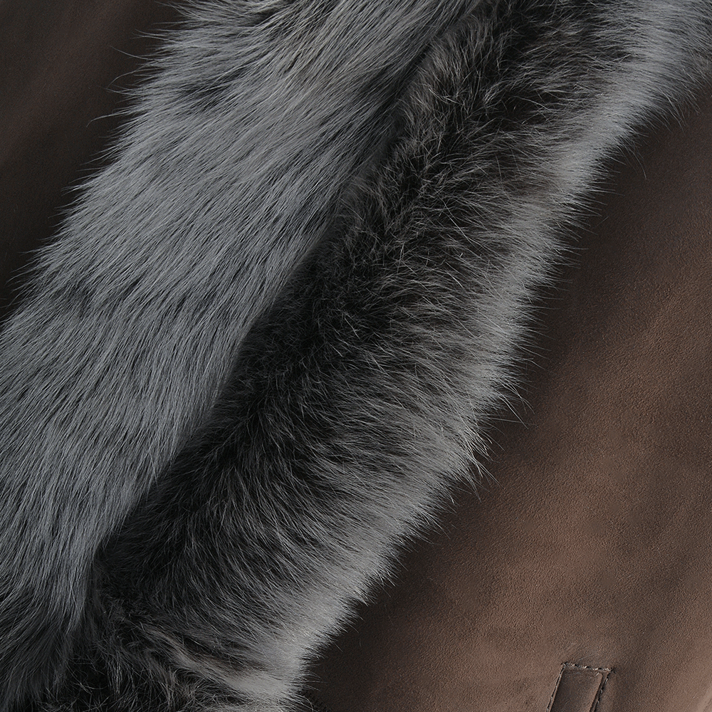 Hooded Long Suede Toscana Gilet Brown: KB-694