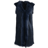 Hooded Long Suede Toscana Gilet Ombre Blue: KB-694