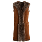 Hooded Long Suede Toscana Gilet Whisky: KB-694
