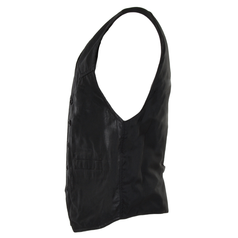 Leather Front Waistcoat Black: SATIN BACK W/COAT