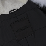Hooded Toscana Tipped Fur Parka With Detachable Fur Trim Lining Black/white: 9702 F