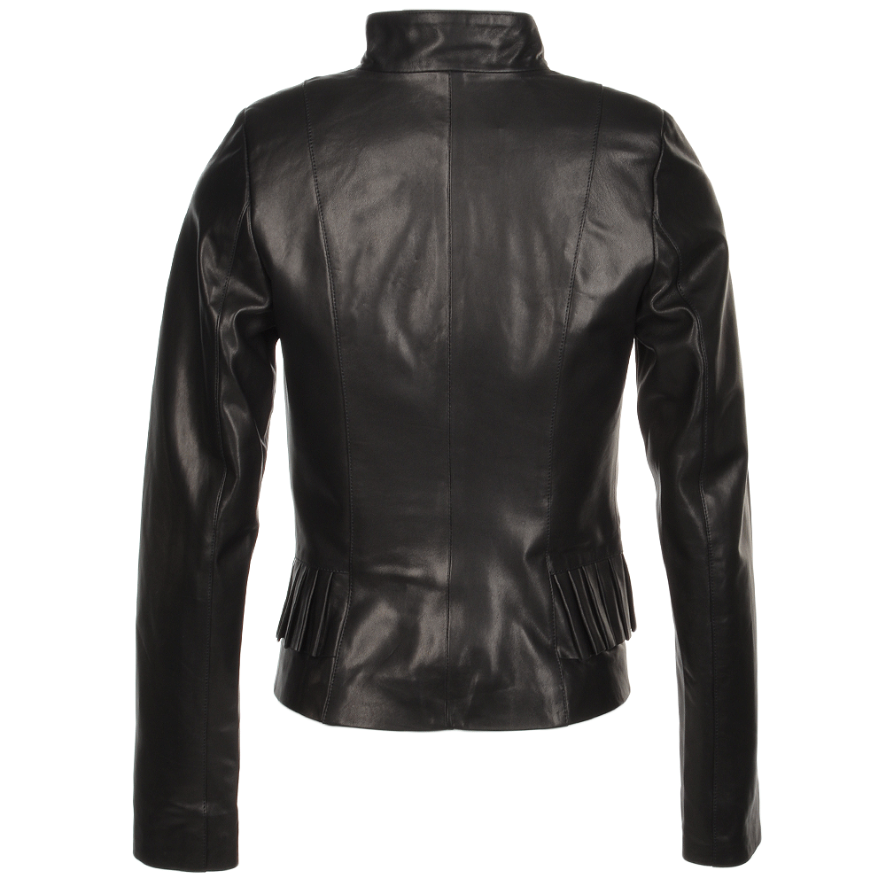 Vegetable Tanned Leather Biker Jacket Black: Z-2015