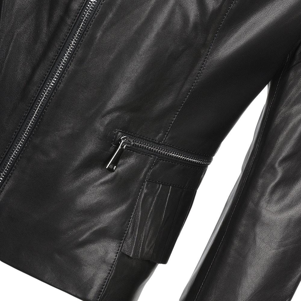 Vegetable Tanned Leather Biker Jacket Black: Z-2015