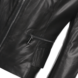 Vegetable Tanned Leather Biker Jacket Black: Z-2015