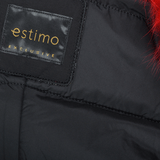 Short Hooded Toscana Tipped Fox Fur Parka  With Fur Trim Lining Black/red: 7602 F