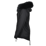 Hooded Raccoon Fur Parka Black: E 8085 F