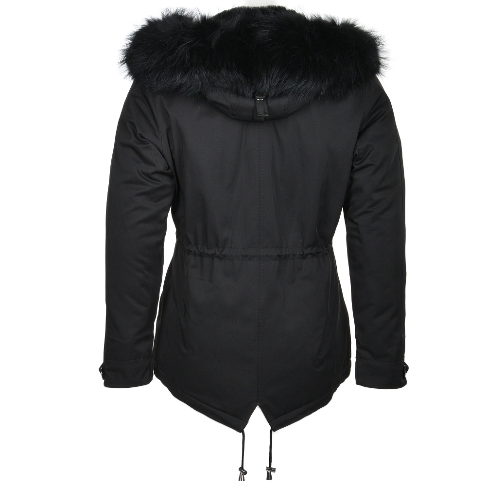 Hooded Raccoon Fur Parka Black: E 8085 F