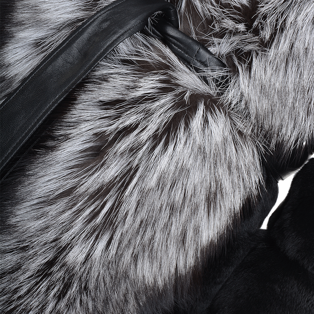 Raccoon And Rex Rabbit Cropped Sleeve Coat Black: 1702