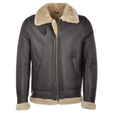 Hand Buffed  Soft Sheepskin Pilot Jacket Brown/ Cream: KE B3