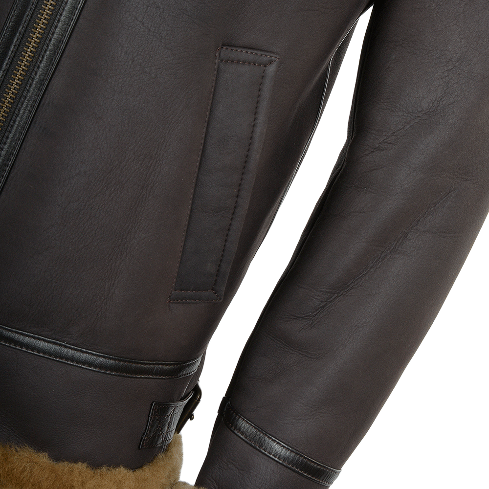 Hand Buffed Soft Sheepskin Pilot Jacket Brown/ ginger: KE B3