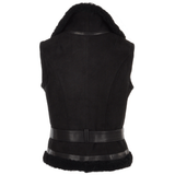 Shearling Leather and Suede Biker Gilet Black/suede: KB-451 GILLET