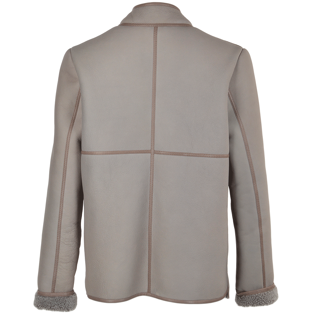 Lamb Shearling Mandarin Collar Jacket Taupe: KB 679