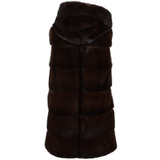 Reversible Mink Hooded Gilet  Brown: V408