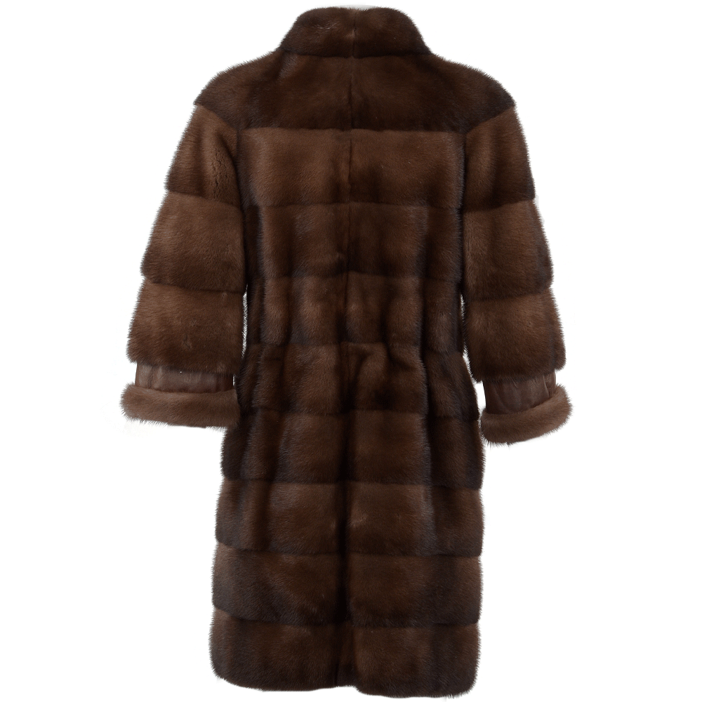 Cropped 3/4 Sleeve Mink Coat Brown: 1665