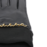 Leather Gloves With Chain Detail Black : 919