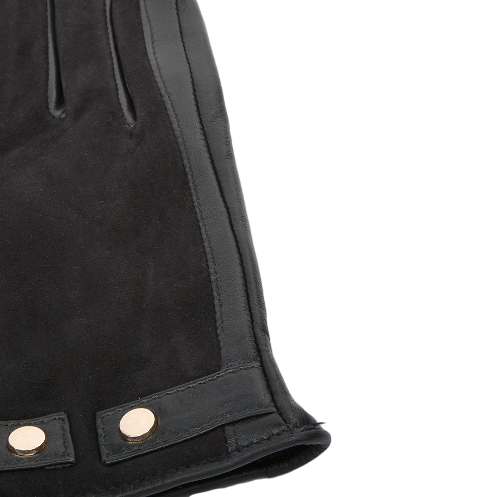 Suede and Leather Gloves Black : 327
