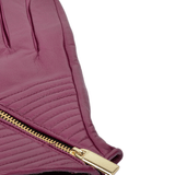 Zip And Stitch Detail Leather Gloves Shiraz : 373