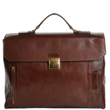 The Bridge Medium Italian Travel Briefcase With Lock Brown - 64225 01 14 NH