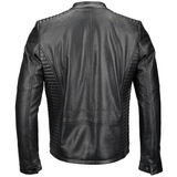 Vegetable Tanned Leather Ribbed  Biker Jacket Black/ nap: E16110