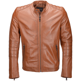 Vegetable Tanned Leather  Biker Jacket Tan: EM 100