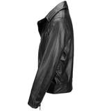 Vegetable Tanned Leather  Biker Jacket Black: EM 102