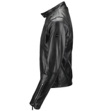 Vegetable Tanned Leather  Side Zip Biker Jacket Black: EM 103