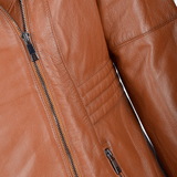 Vegetable Tanned Leather Biker Jacket Tan: Z-2003
