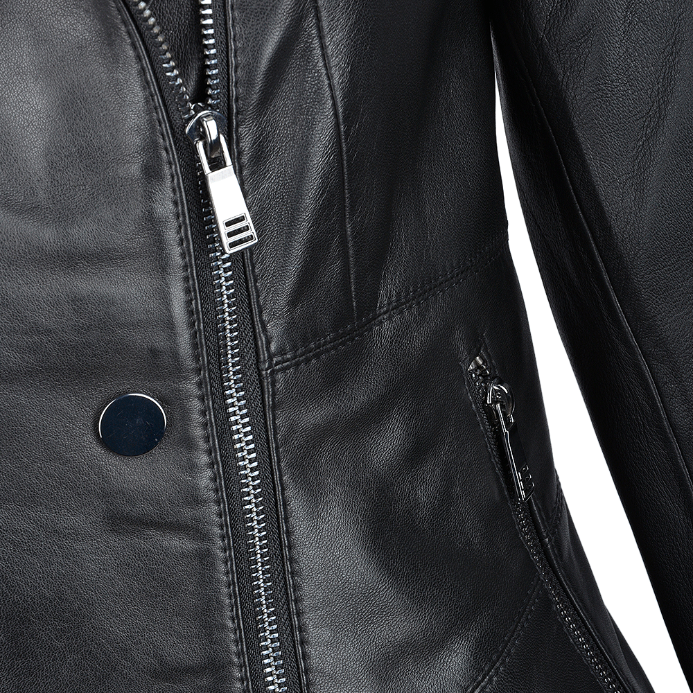 Vegetable Tanned Leather Biker Jacket Black: Z-2018