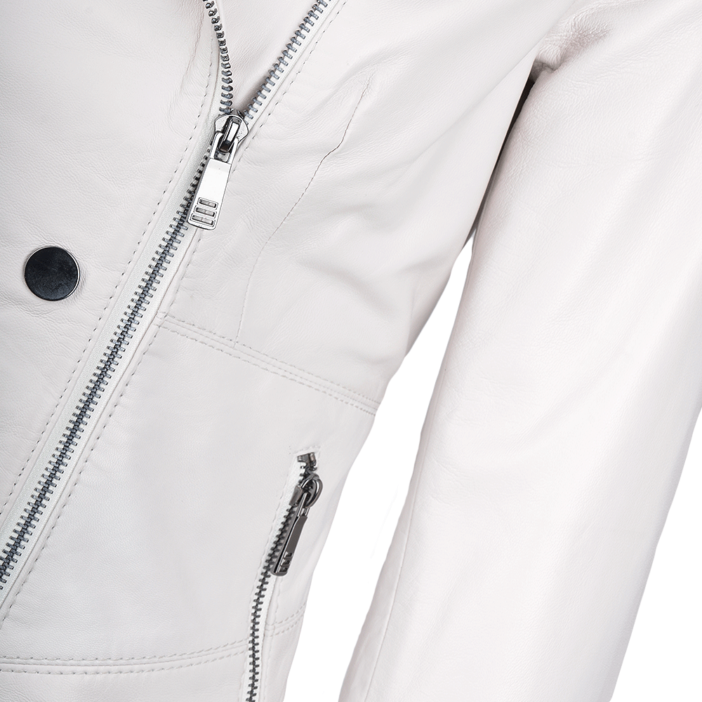 Vegetable Tanned Leather Biker Jacket White: Z-2018