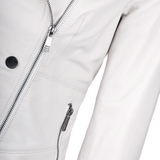 Vegetable Tanned Leather Biker Jacket White: Z-2018