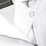 Short  Vegetable Tanned Leather Biker Jacket White: EL-102