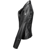 Vegetable Tanned Leather Biker Jacket Black: Z-1004