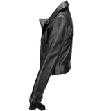 Short Vegetable Tanned Leather Biker Jacket Black: Z-2013