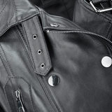 Short Vegetable Tanned Leather Biker Jacket Black: Z-2013