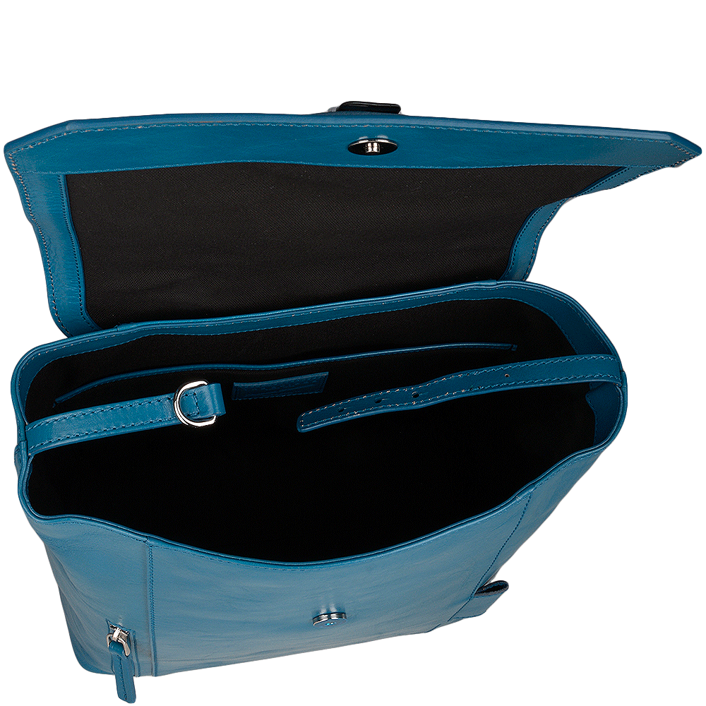 Italian Leather Backpack Blue/ruthenium : 63616 01 6B NH