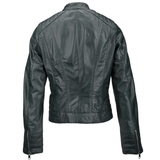 Leather Biker Jacket  Bottle Green: NANCY
