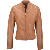 Leather Biker Jacket  Cognac: NANCY