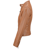 Leather Biker Jacket  Cognac: NANCY