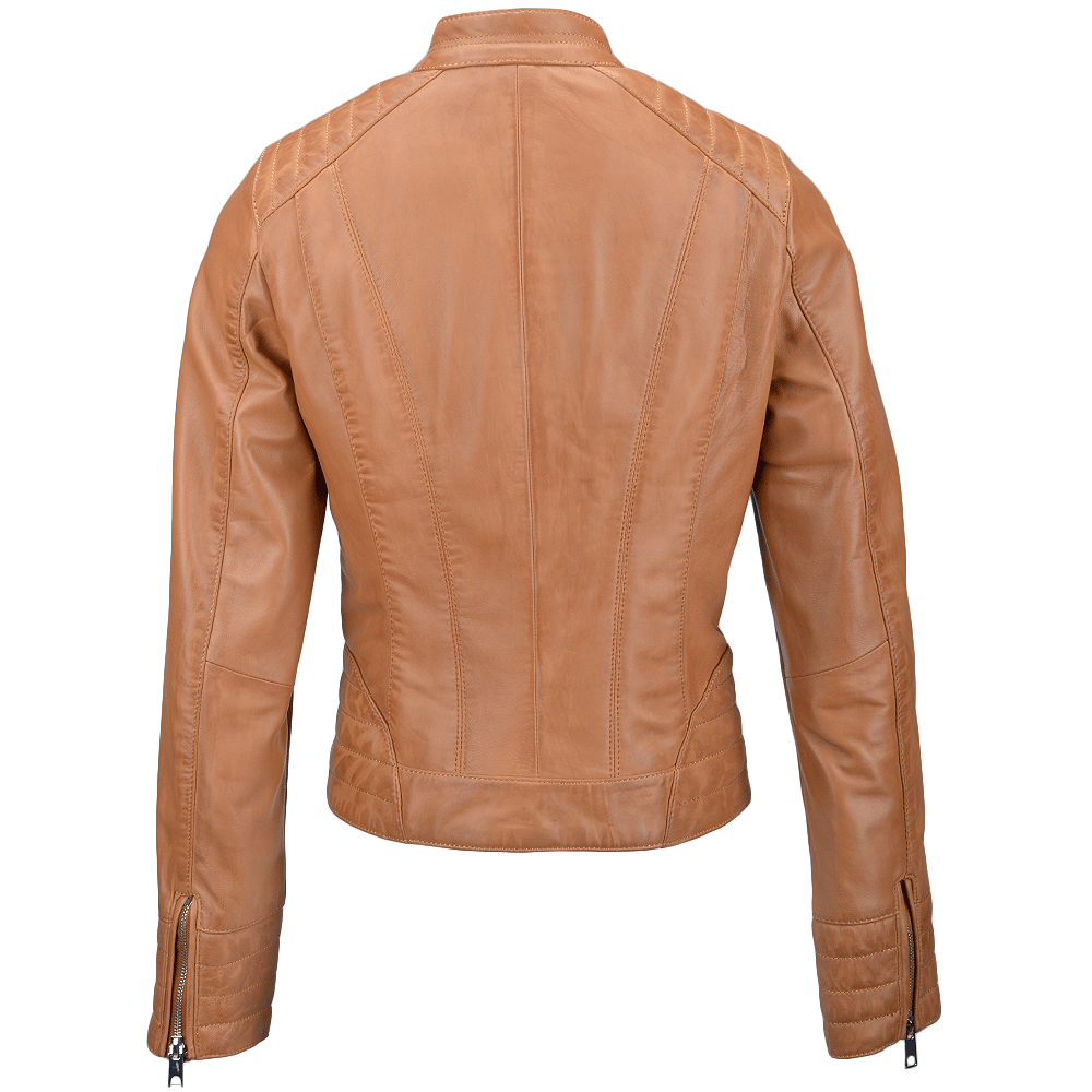Leather Biker Jacket  Cognac: NANCY