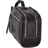 Two Section Oily Hunter Leather Wash Bag Brown : 1667