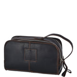 Two Section Oily Hunter Leather Wash Bag Brown : 1667