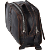 Two Section Oily Hunter Leather Wash Bag Brown : 1667